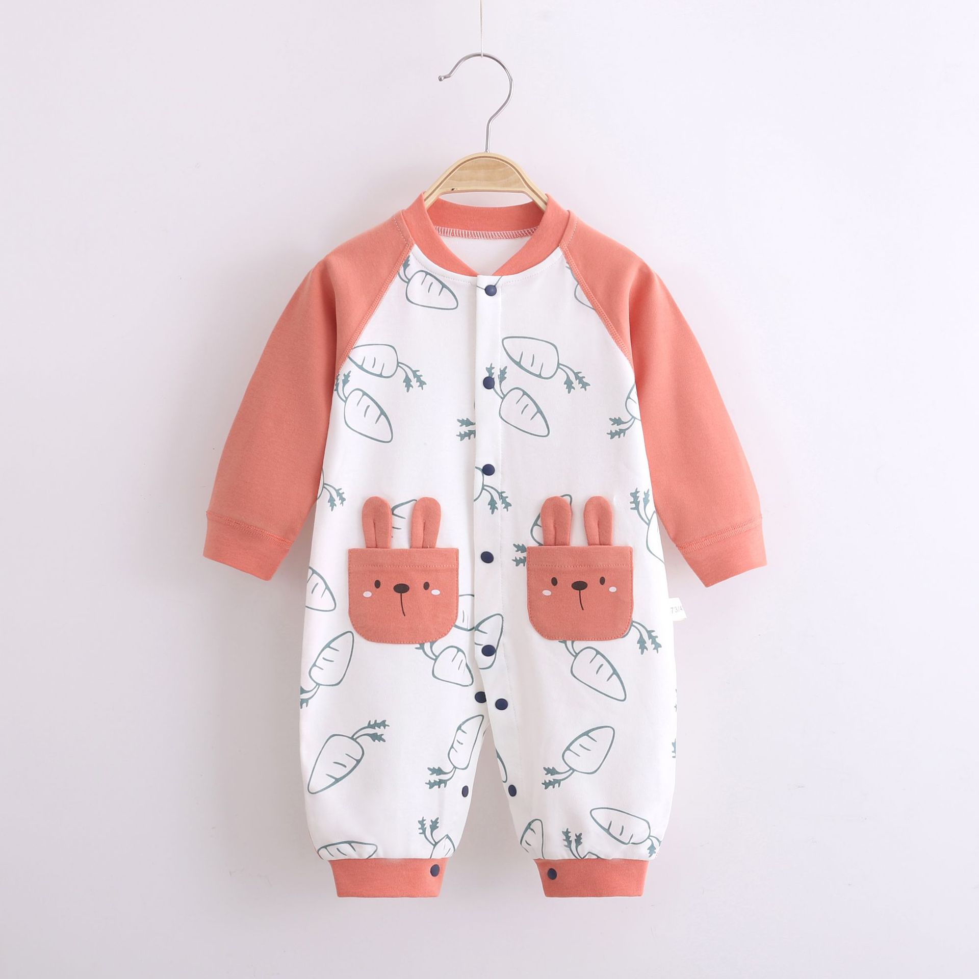 春秋新款婴儿连体衣男女短袖宝宝哈衣爬服纯棉无骨幼童服装