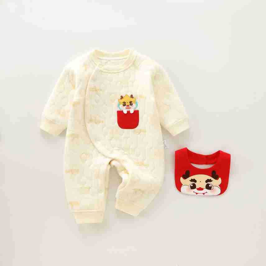 婴儿连体衣龙年吉祥宝宝短袖衣服外出拜年服包屁衣婴幼儿夹棉