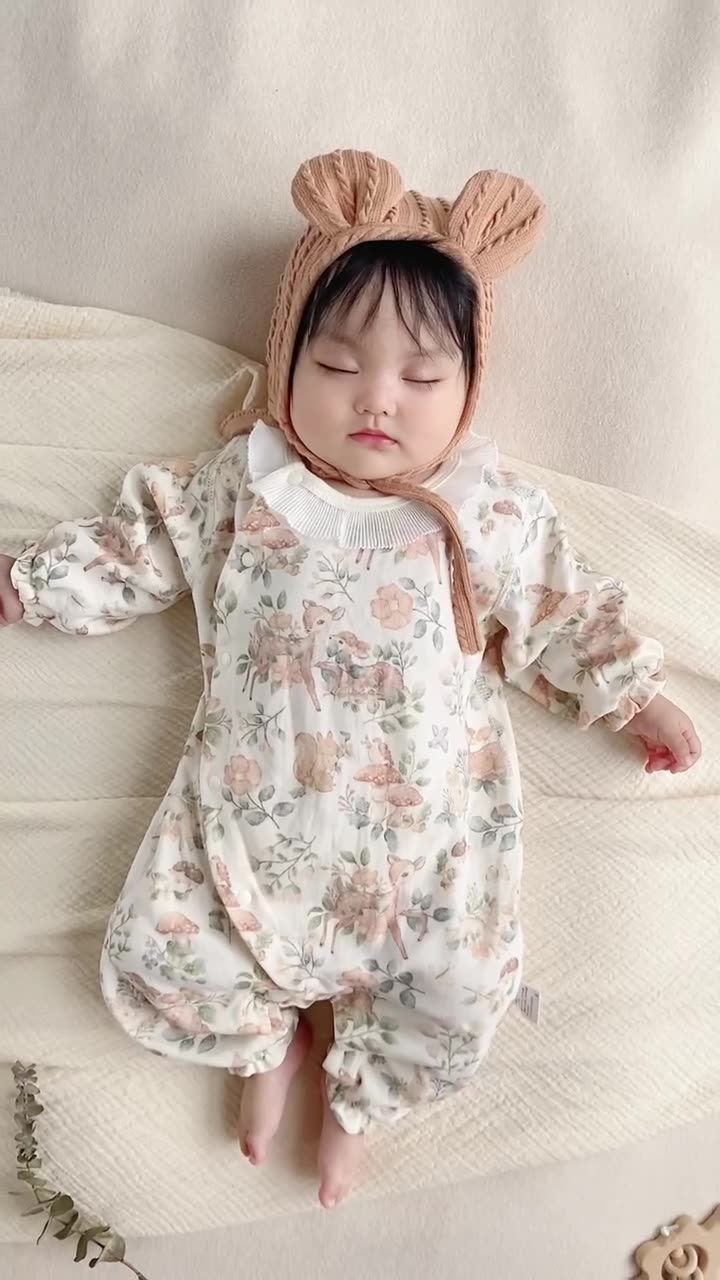 婴儿连体衣纯棉春秋款女宝宝碎花公主四季衣服新生儿月子服包屁衣