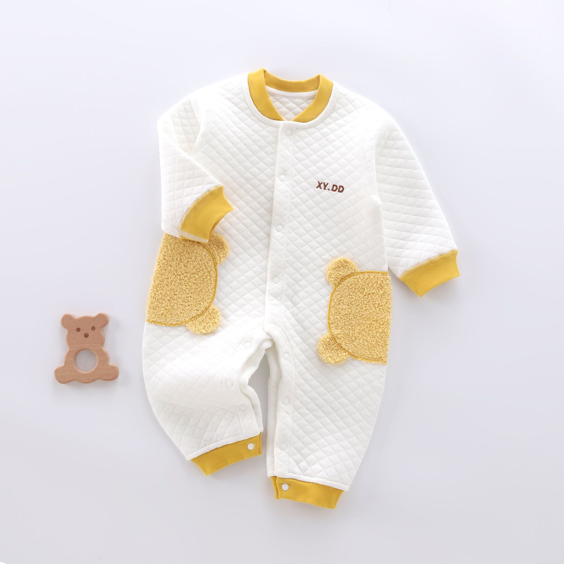 小羊嘟嘟婴儿连体衣冬装宝宝包屁衣三层保暖哈衣婴幼儿打底爬爬服