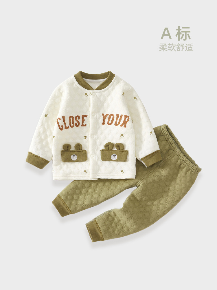 婴儿秋衣套装秋冬季纯棉儿童分体宝宝保暖内衣服2岁男童秋裤夹棉