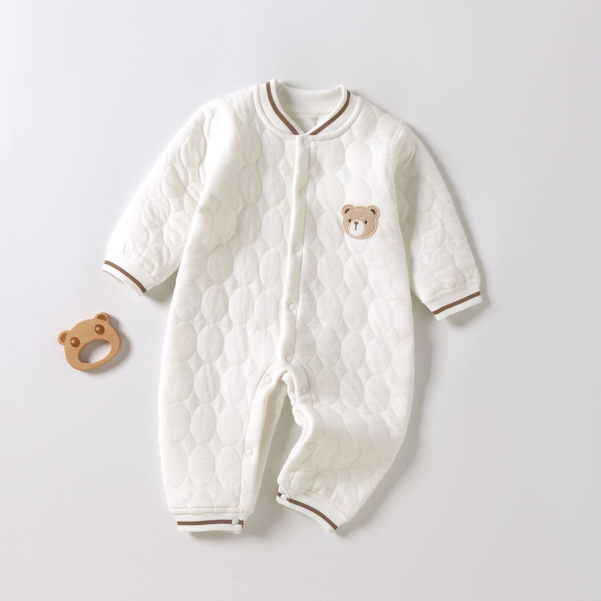 婴儿连体衣三层保暖宝宝衣服外出洋气包屁衣婴幼儿衣服夹棉冬季