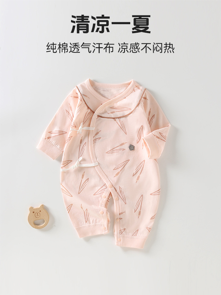 安阳婴童装婴儿夏季连体衣薄款新生儿衣服a类春夏双层护肚哈衣
