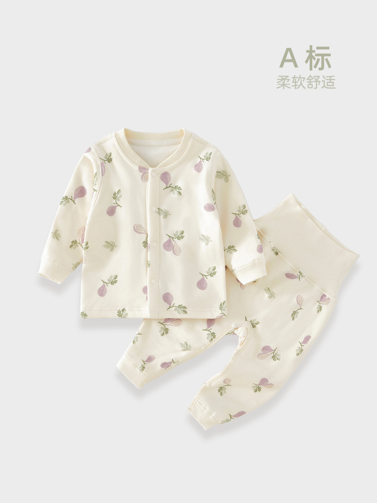 婴儿保暖套装夹棉A类冬装分体高腰护肚宝宝衣服秋冬儿童内衣两件