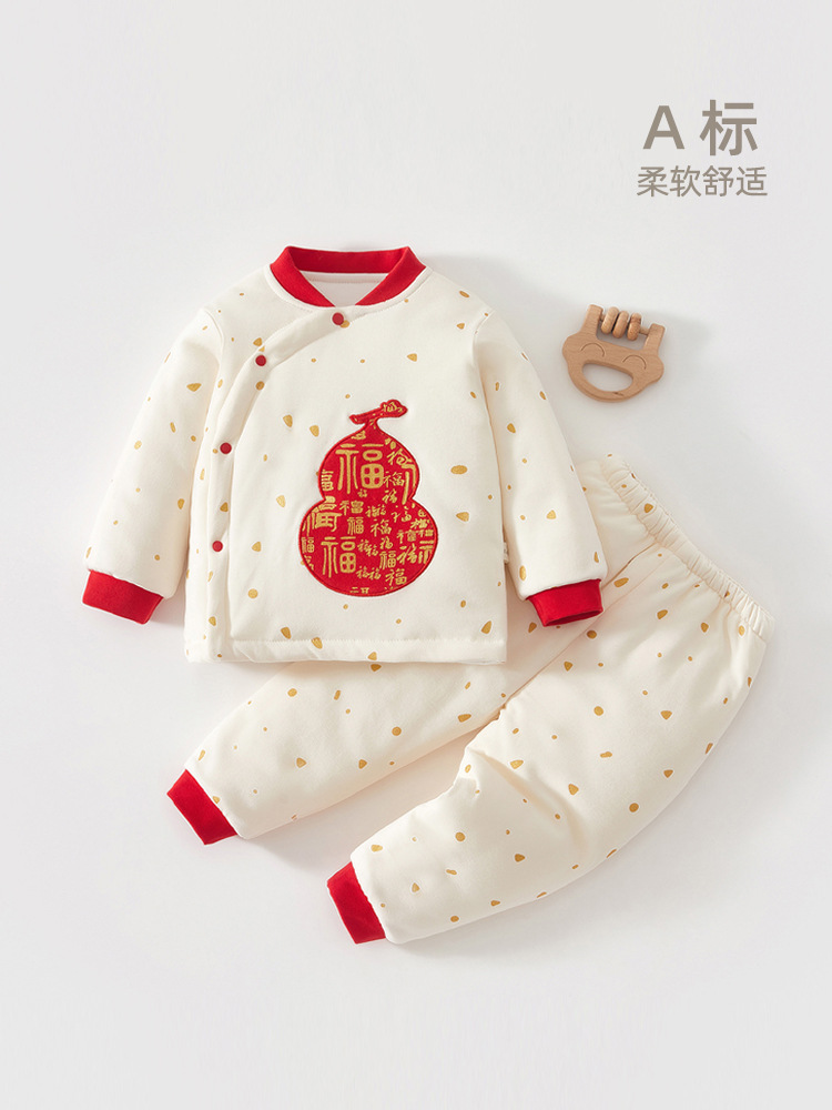 婴儿秋冬衣服加棉套装a类纯棉宝宝冬装加厚保暖棉衣冬季外出服女