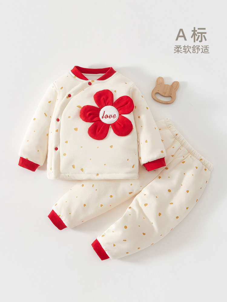 婴儿秋冬衣服加棉套装a类纯棉宝宝冬装加厚保暖棉衣冬季外出服女