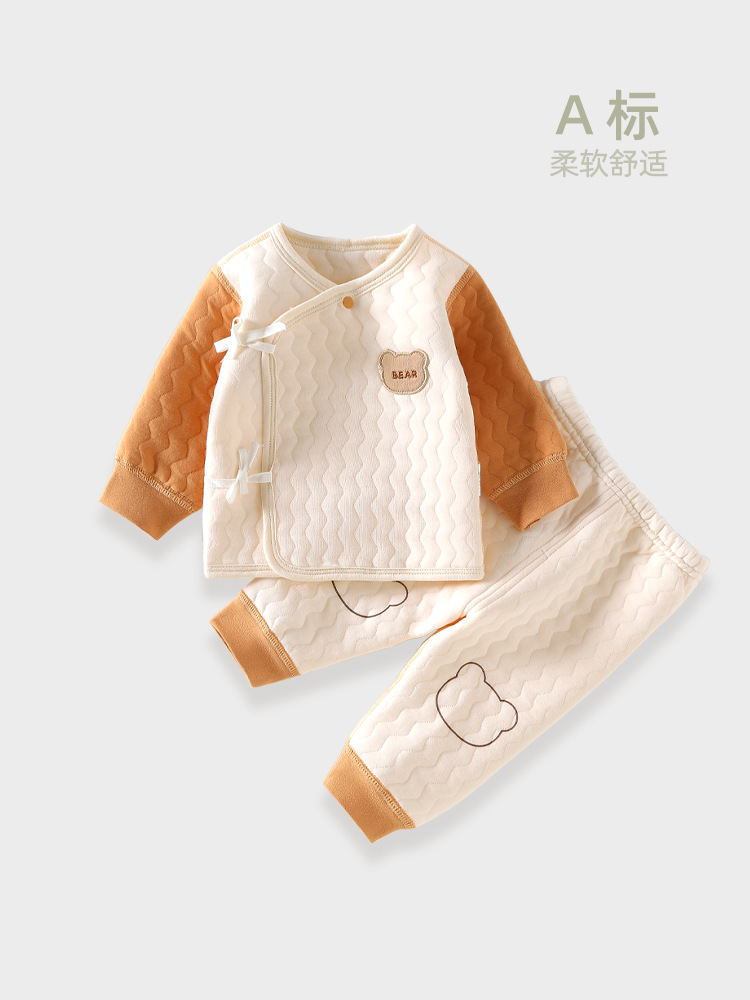 宝宝保暖衣套装秋冬纯棉a婴幼儿衣服夹棉新生儿保暖内衣秋衣秋裤