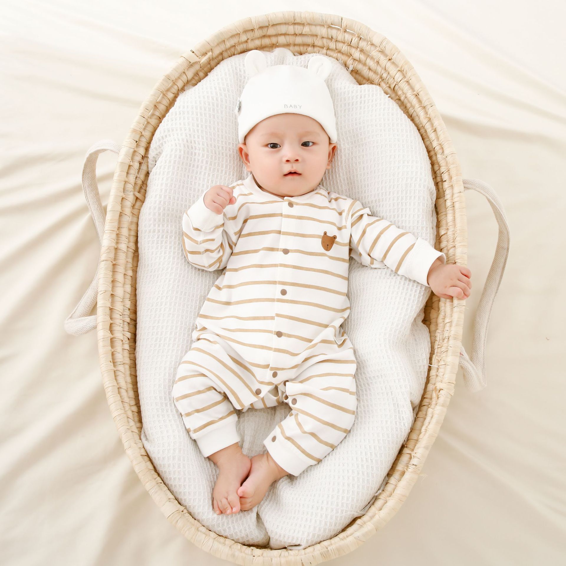 婴儿衣服春秋初生宝宝衣服婴幼儿纯棉爬服新生儿连体衣a类包屁衣