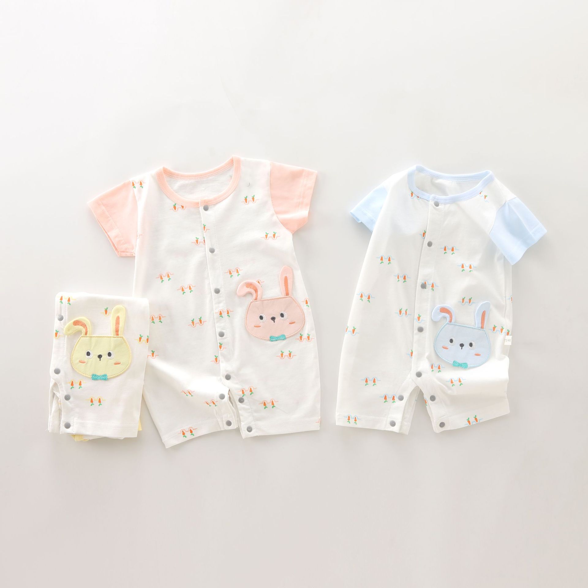 小羊嘟嘟婴儿短袖连体衣夏季薄款纯棉无骨宝宝哈衣婴幼儿衣服