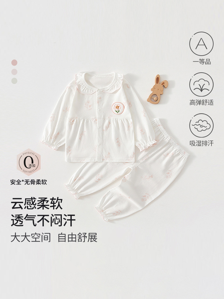 宝宝衣服夏装女童a类6一12月婴幼儿空调服分体套装夏季薄款纯棉80