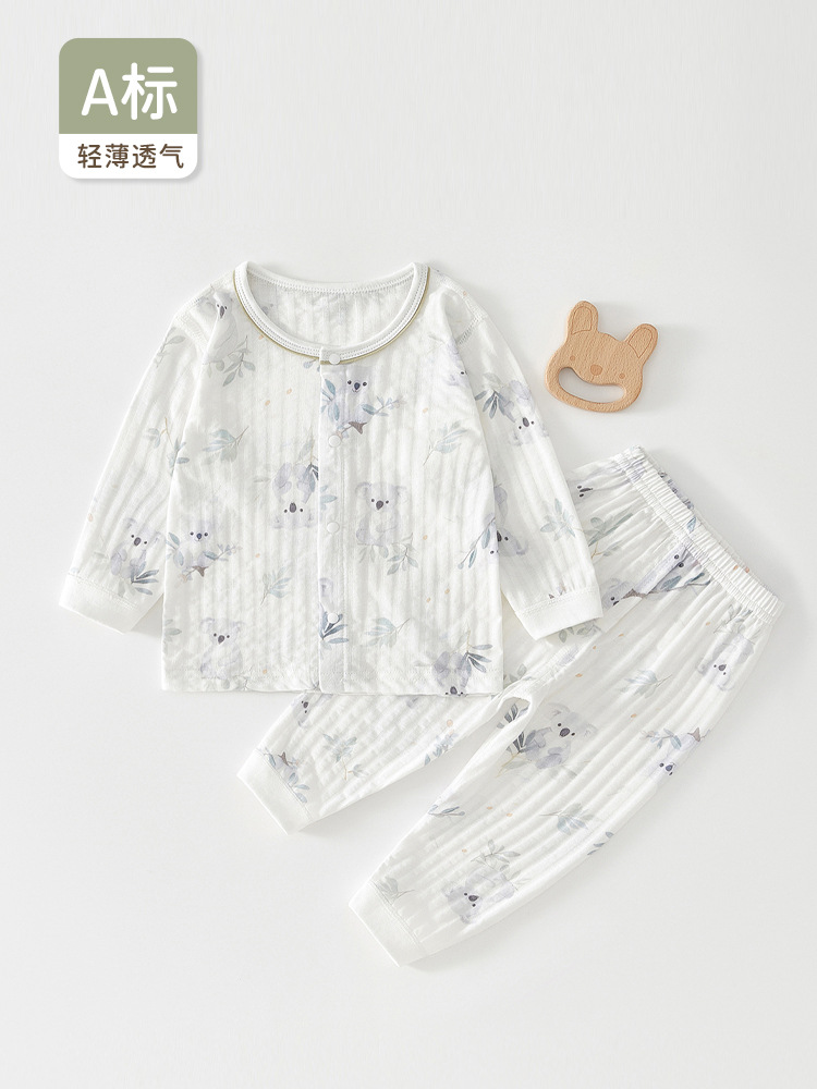 婴儿睡衣服薄款女宝宝男纯棉夏季长袖套装家居服内衣裤空调服