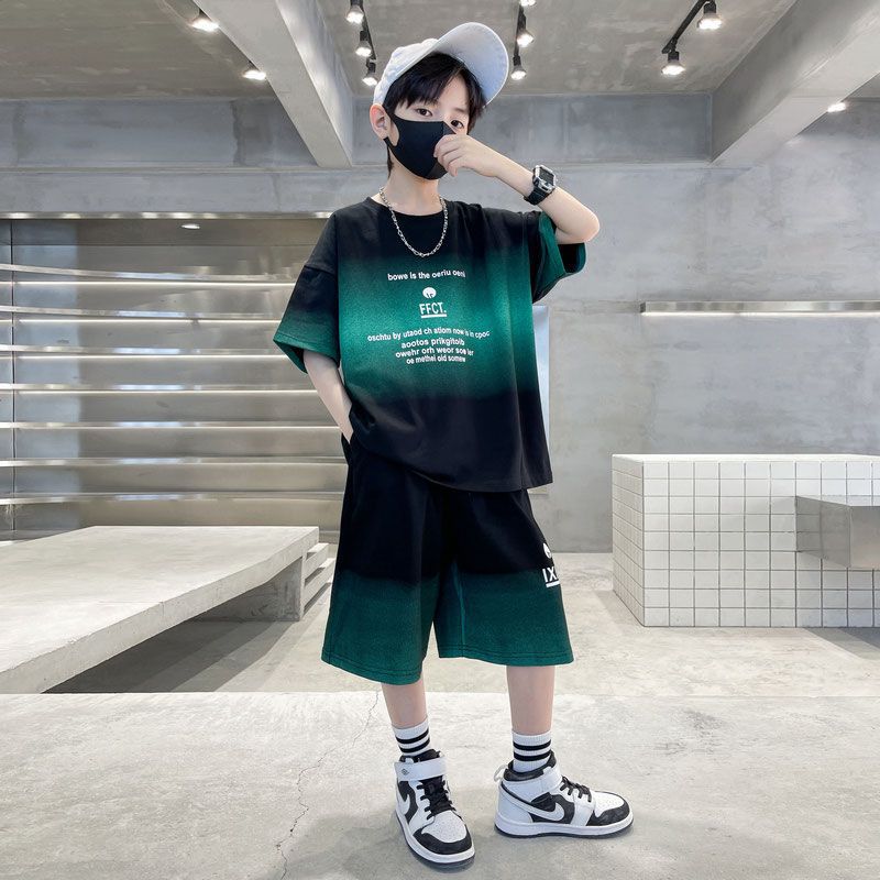 男童夏季短袖套装2025新款中大童帅气炸街男孩夏装休闲宽松运动潮