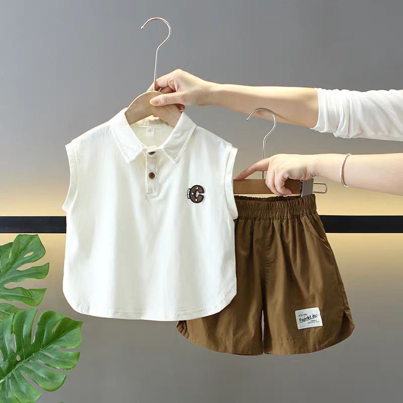 男童夏装2025新款宝宝夏季无袖polo衫背心套装儿童装宝宝酷帅衣服