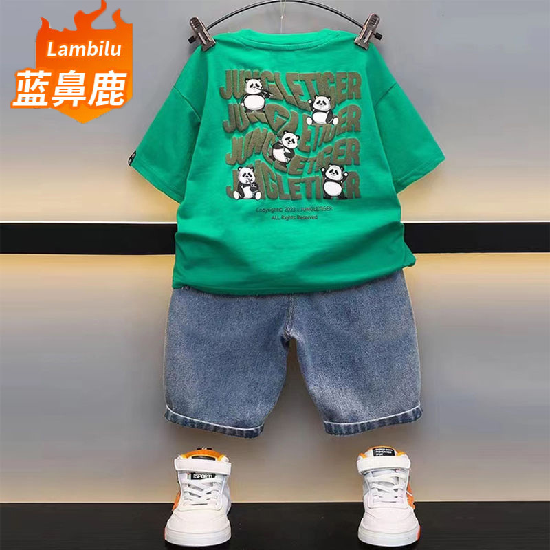 男童夏装套装2025新款儿童短袖夏季衣服潮帅气网红炸街夏款两件套