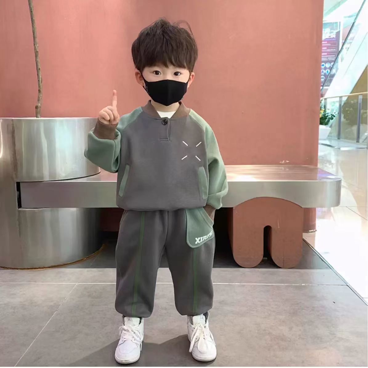 男童春装卫衣套装2025新款休闲时尚中小童男孩春秋款洋气儿童衣服