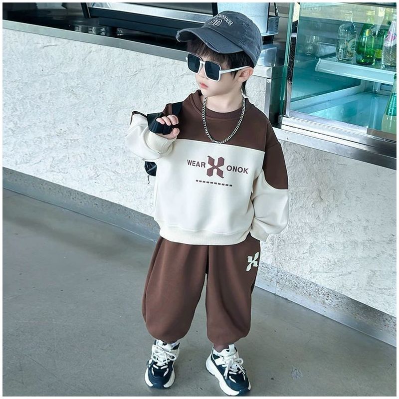 男童卫衣套装春秋款2025新款小童童装帅气洋气时髦潮儿童两件套