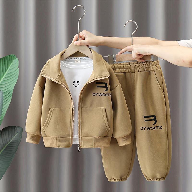 男童套装秋装2025新款儿童春秋季洋气卫衣宝宝男孩帅气休闲运动装