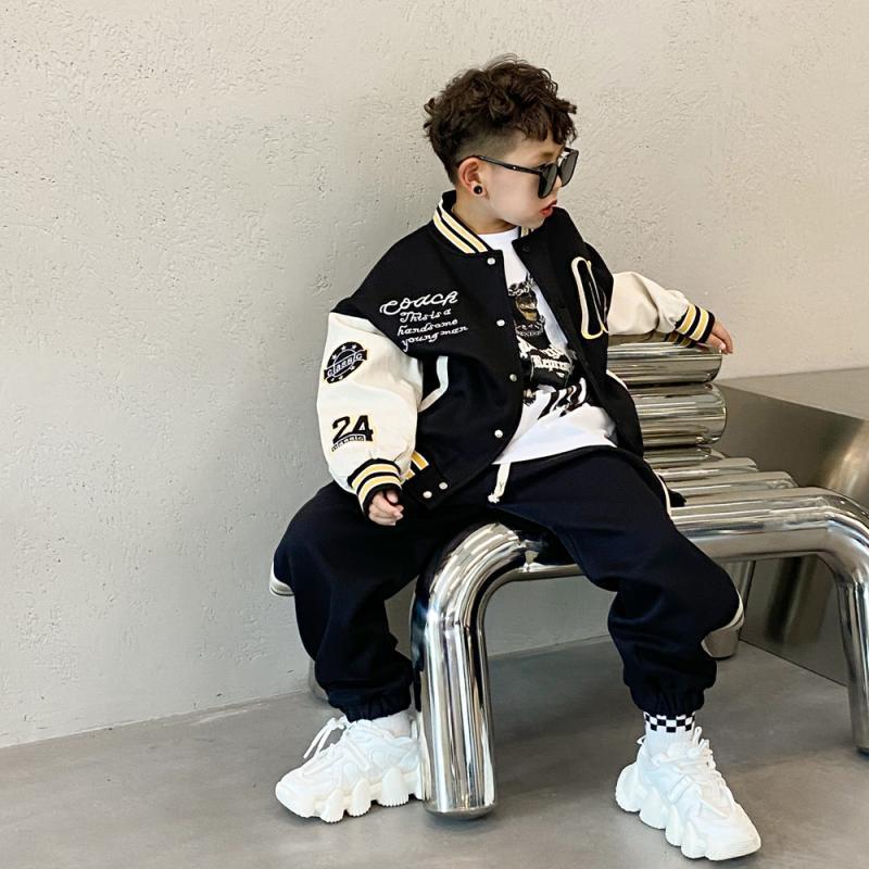 男童棒球服外套2025春秋新款儿童拼接韩版宽松男孩秋季夹克潮牌酷