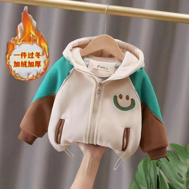 男童卫衣外套加厚2025秋冬装新款冬季儿童韩版连帽开衫上衣洋气潮