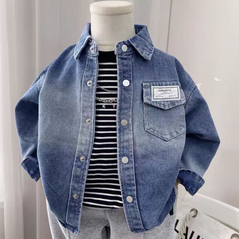 男童软牛仔外套春秋款2025新款儿童时髦潮衣痞帅洋气韩版牛仔衬衫