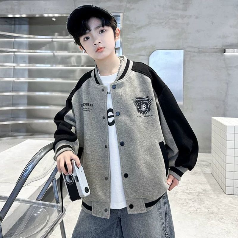 男童春秋款运动棒球服外套2025新款春季中大童洋气酷帅上衣