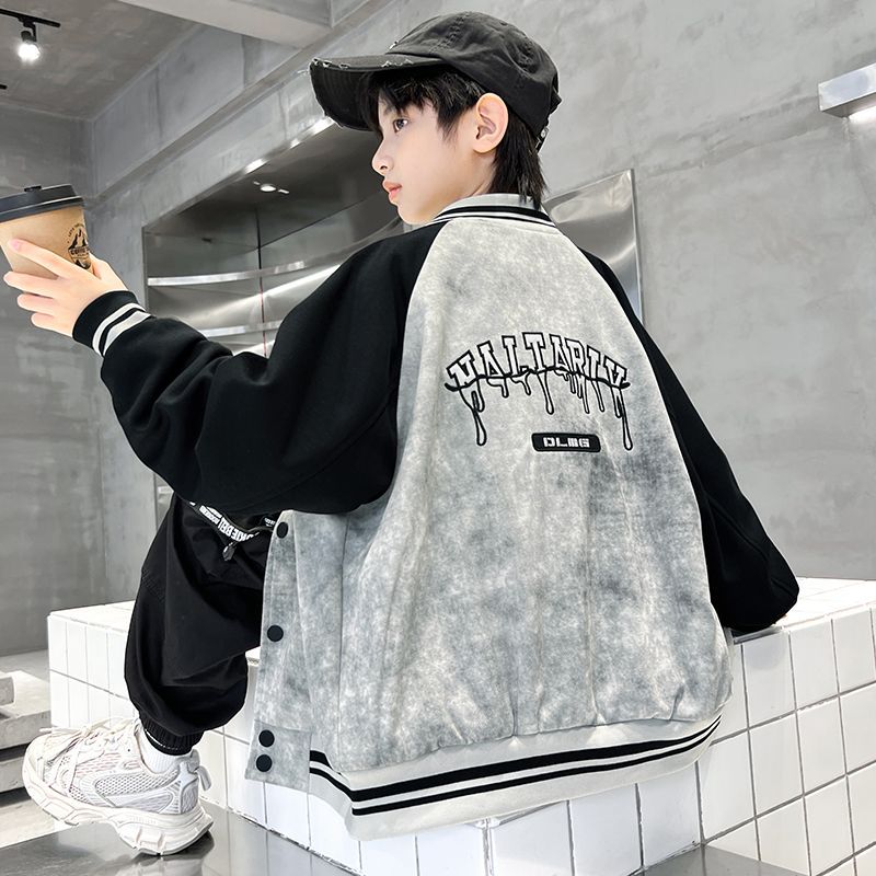 男童春装外套2025新款中大童男孩春秋款运动棒球服帅气潮