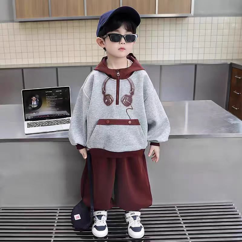 男童春秋款潮酷卫衣套装2025新款儿童时尚洋气秋季衣服两件套潮服