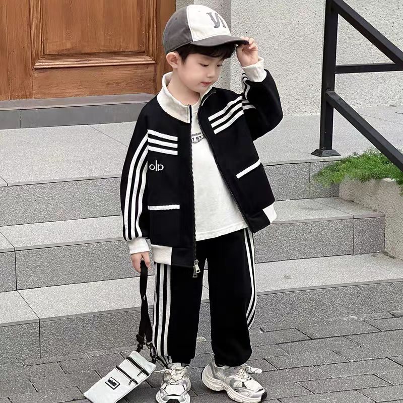男童运动套装春秋季2025新款时尚帅气休闲男孩秋款拼色两件套潮服