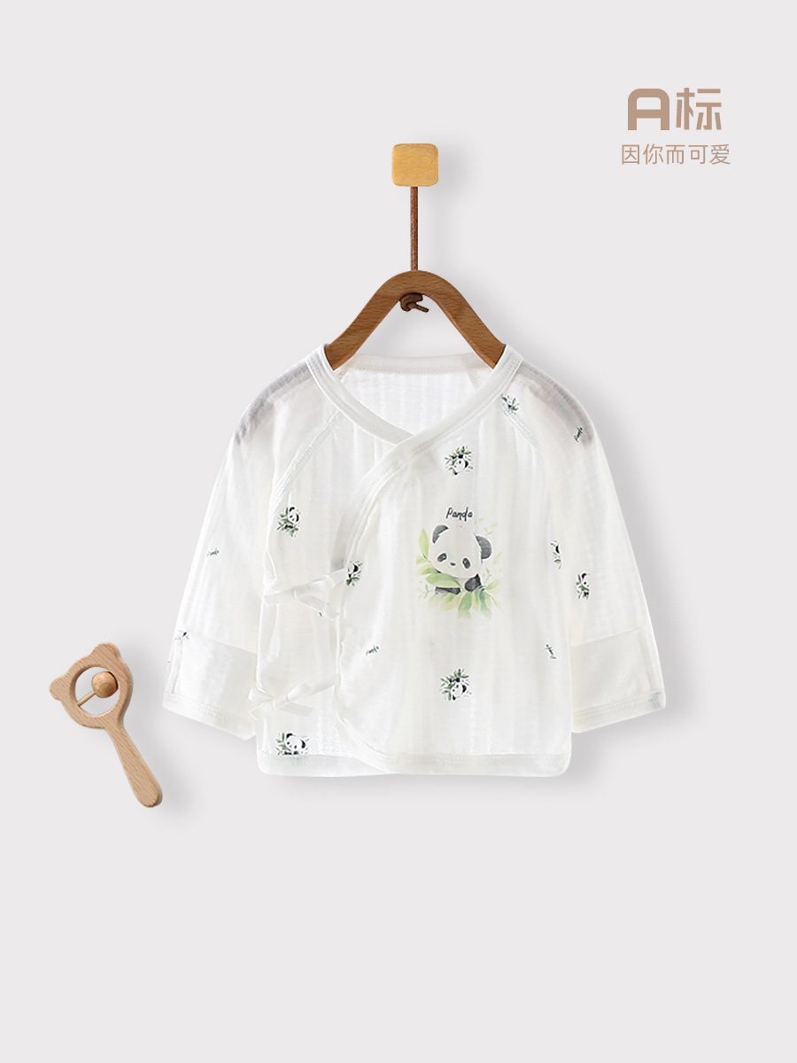 新生婴儿半背夏款无骨纯棉超薄空调服初生睡衣满月上衣宝宝和尚服