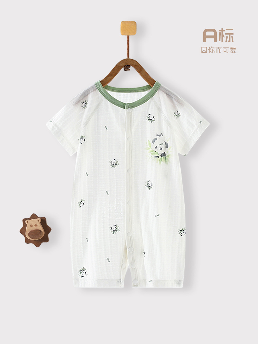 夏季薄款婴儿纯棉短袖连体衣夏装男女宝宝爬服闭裆哈衣婴儿连体衣