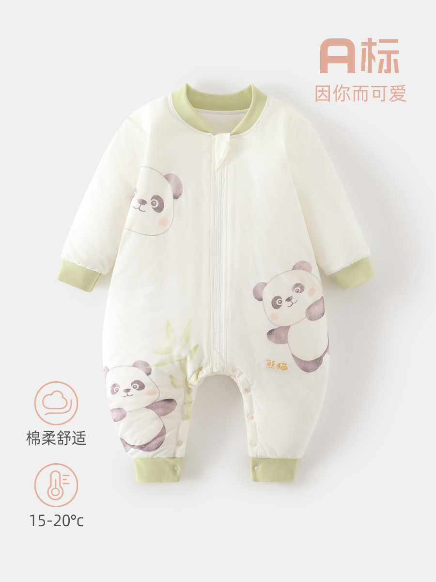 宝宝睡袋秋冬50克棉a类新生儿拉链防踢被新生儿衣服婴儿分腿睡袋