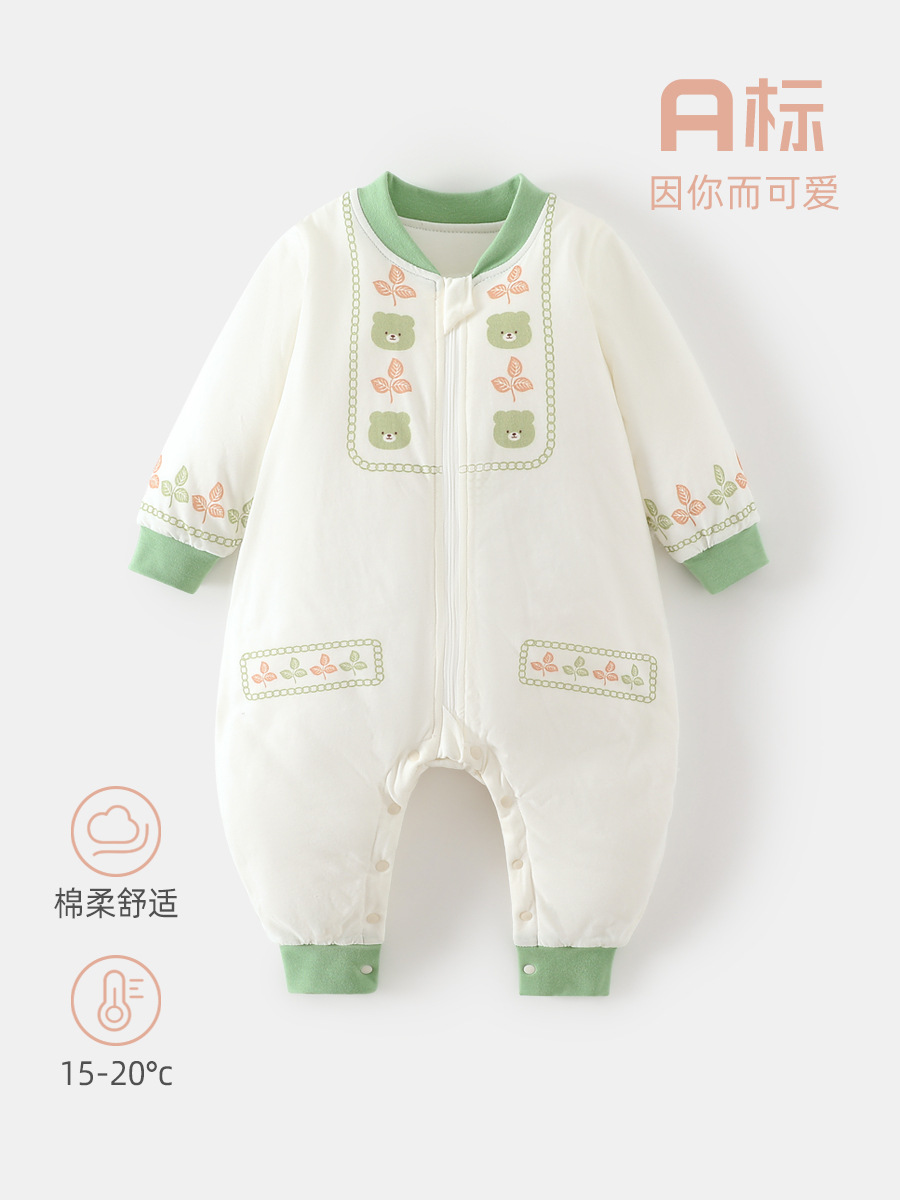 婴儿睡袋秋冬a类50克夹棉宝宝拉链防踢被秋冬季保暖宝宝分腿睡袋