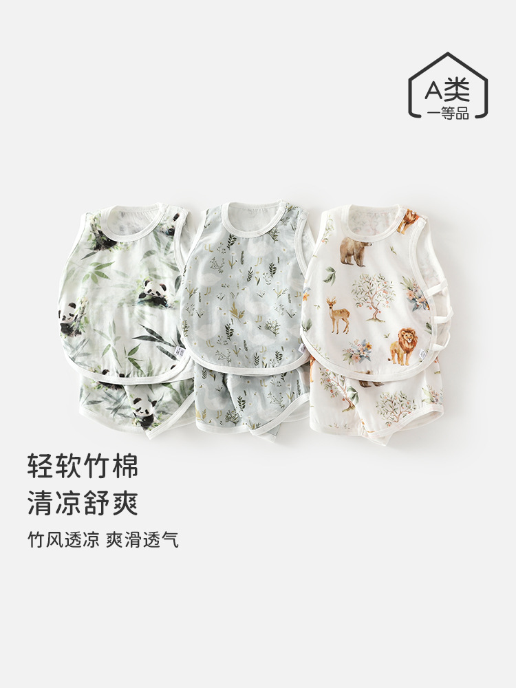 婴幼儿纱布琵琶衣套装小月龄宝宝两件装外出服新生儿夏季薄款衣服