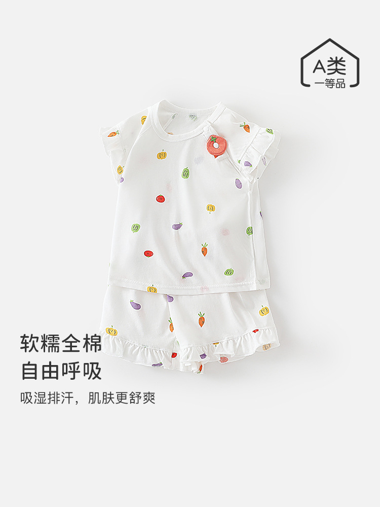 女宝宝衣服夏套装短袖短裤薄款儿童童装夏日时髦女童分体纯棉透气
