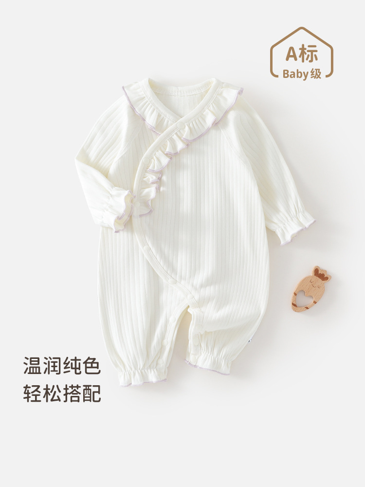 新生儿连体衣婴儿衣服纯棉哈衣小月龄宝宝春装公主风纯棉可爱爬服