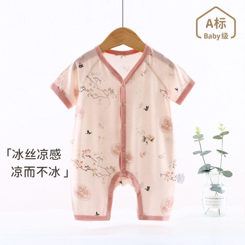 婴儿衣服夏季短袖连体衣薄款新生儿夏天国风衣服男女宝宝哈衣爬服