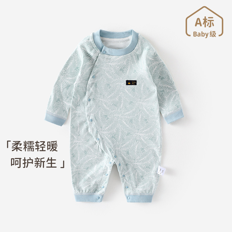 婴儿连体衣春秋打底纯棉新生儿衣服满月初生宝宝睡衣哈衣爬服
