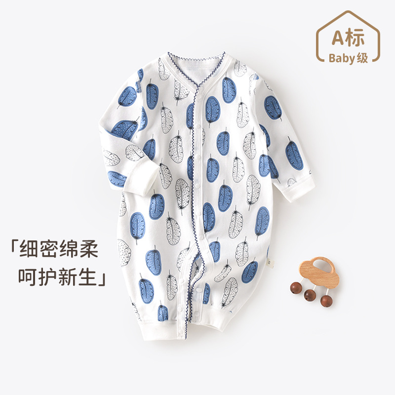 婴儿连体衣春秋季满月宝宝衣服新生儿长袖爬服卡通哈衣洋气睡衣