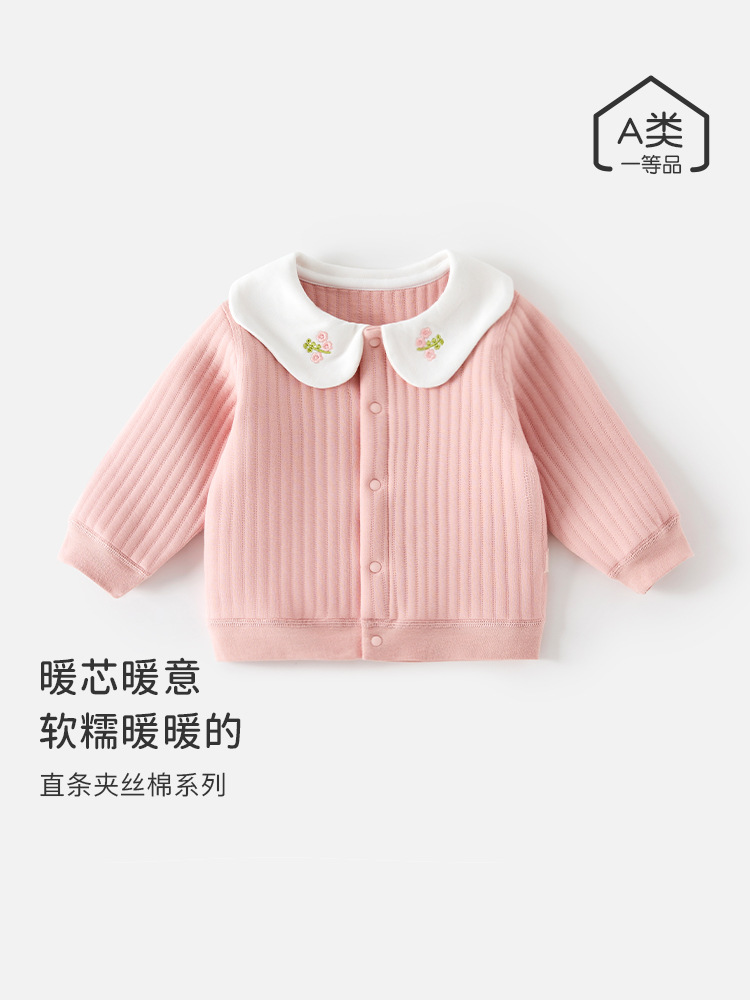女宝宝外出穿可爱开衫上衣儿童夹丝保暖秋冬款小外套婴儿早秋衣服