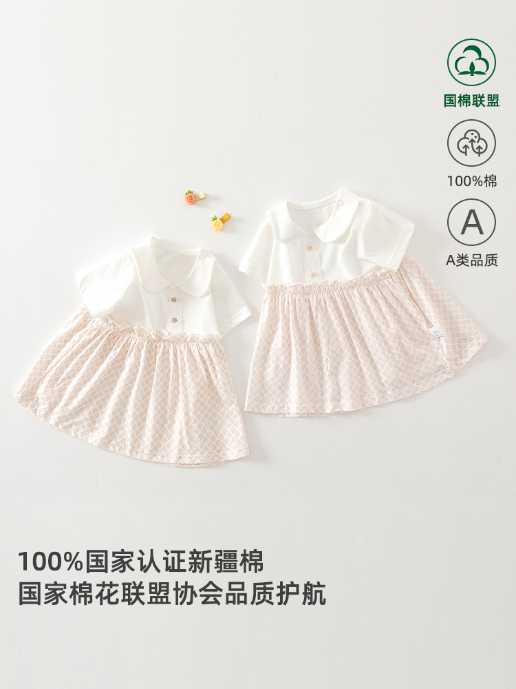 韩版INS风婴幼儿a类童装薄款夏季短袖女宝宝连衣裙可爱碎花公主裙