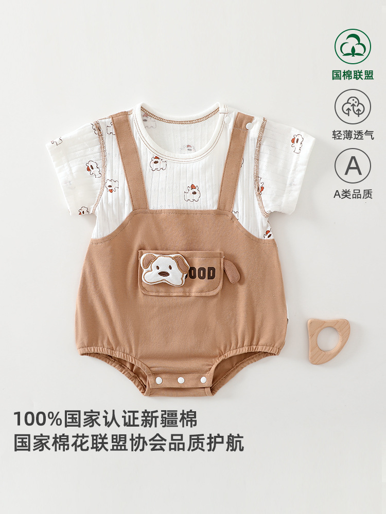 婴幼儿夏款a类三角爬透气男女宝宝无骨卡通短袖新生儿薄款包屁衣