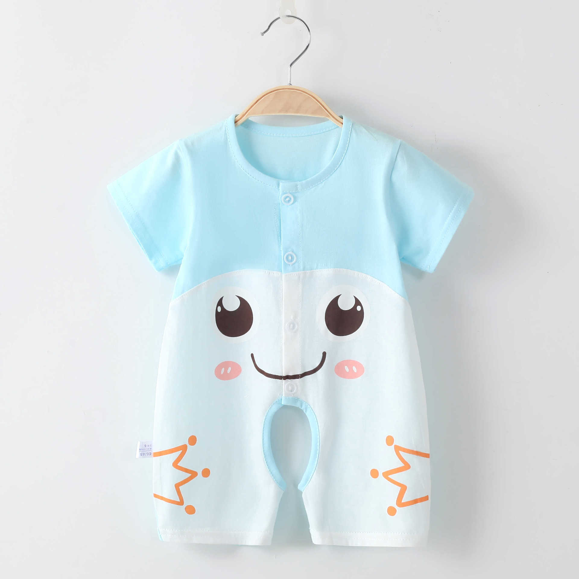 婴儿连体衣短袖纯棉新生儿哈衣服夏男女宝宝0-1岁爬服夏装睡衣