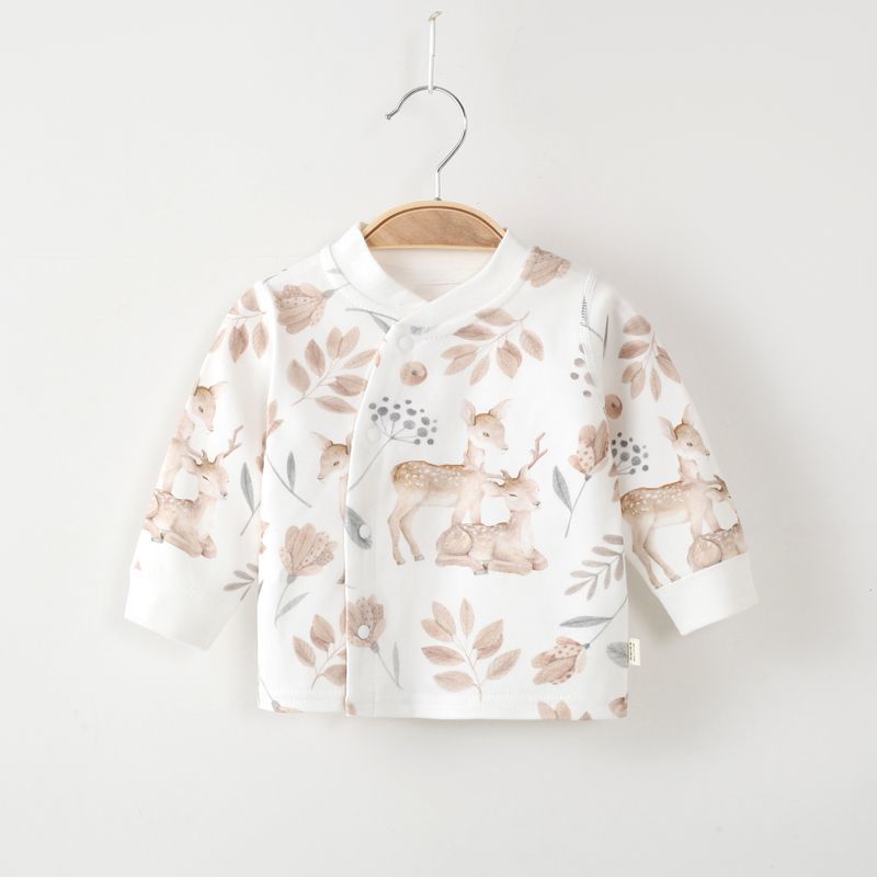 婴幼儿纯棉上衣打底衫男童内衣开衫全棉秋衣无骨女孩家居服上衣