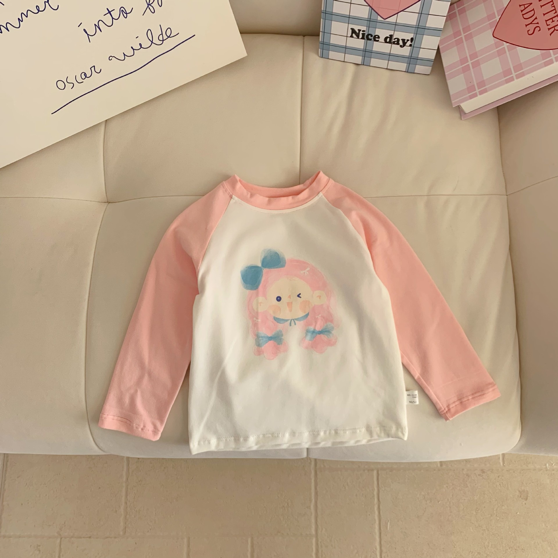 女童打底衫内搭时尚儿童长袖T恤男童上衣3岁5岁卡通插肩长袖春秋