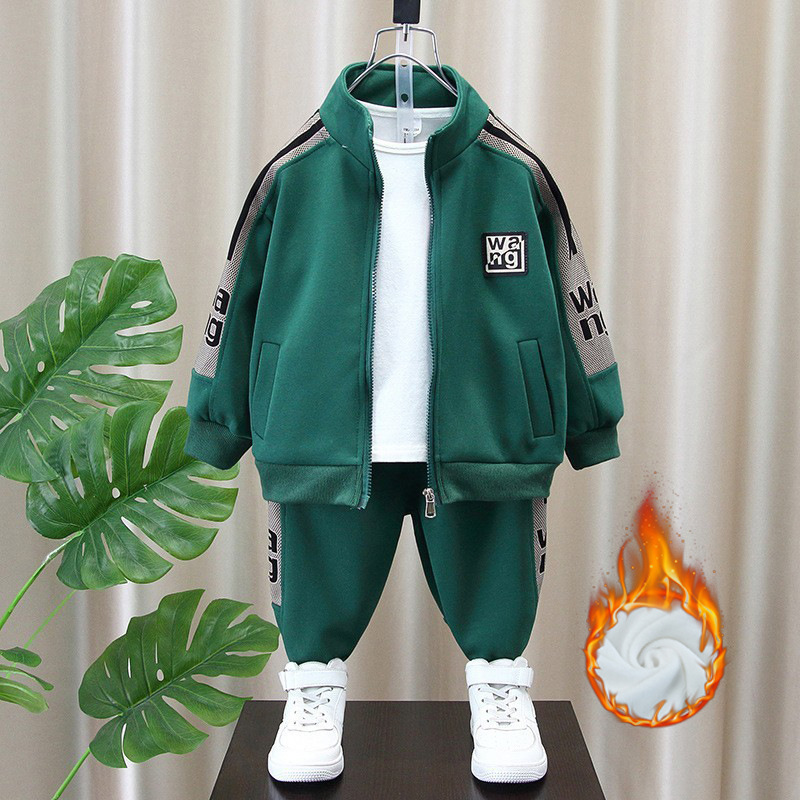 男童春季套装2025新款男童套装洋气外套秋冬款中小儿童加绒两件套