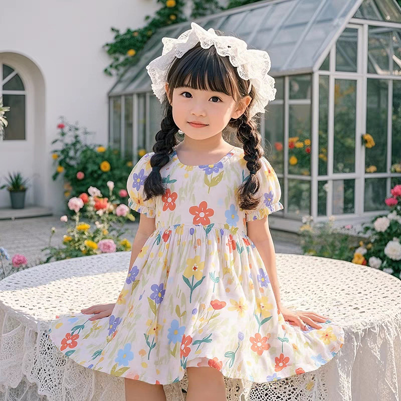 女童碎花连衣裙夏季儿童洋气公主裙宝宝夏装裙子小女孩夏款绵绸潮