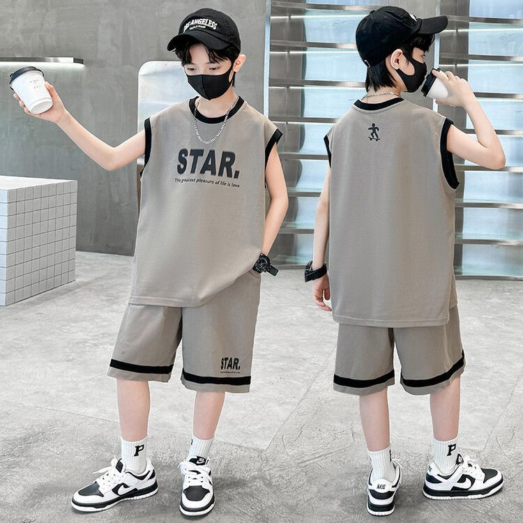 男童夏装套装篮球服2025新款夏季无袖时尚透气儿童夏款运动休闲背