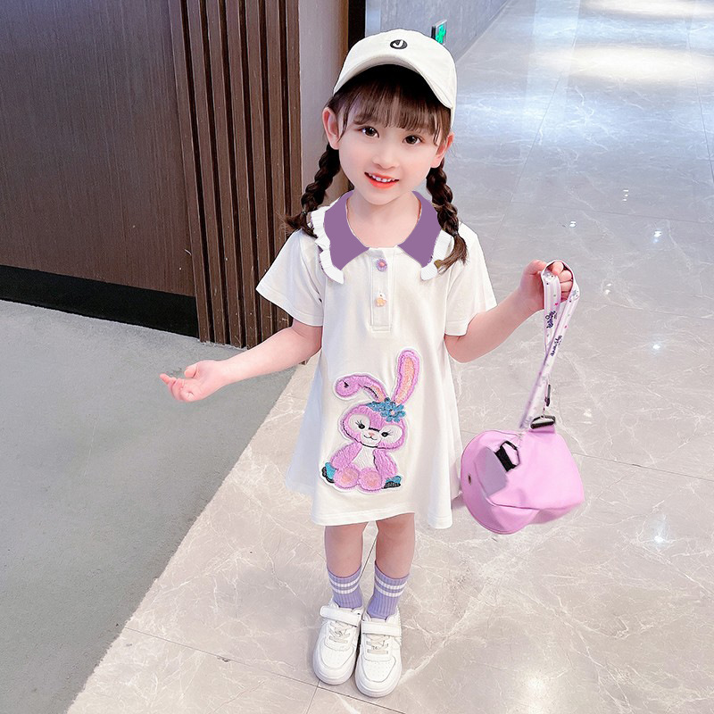 女童连衣裙夏季2025年新款宝宝洋气短袖A字薄款儿童夏装polo裙子