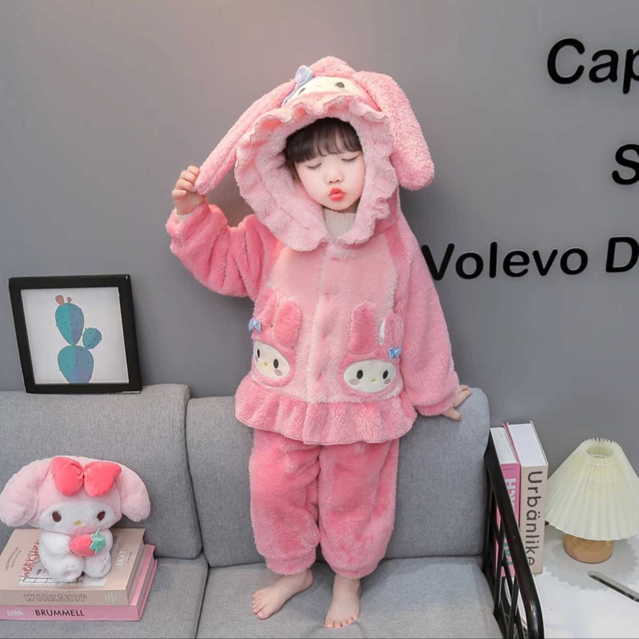 甜妹穿搭女童睡衣秋冬洋气儿童冬季保暖款女孩休闲法兰绒家居服