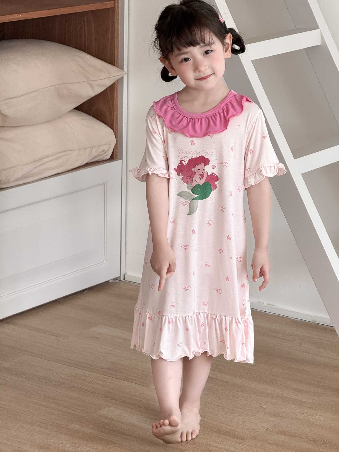 女童睡裙女夏洋气时髦连衣裙宝宝裙子女童连衣裙2025新款童家居裙